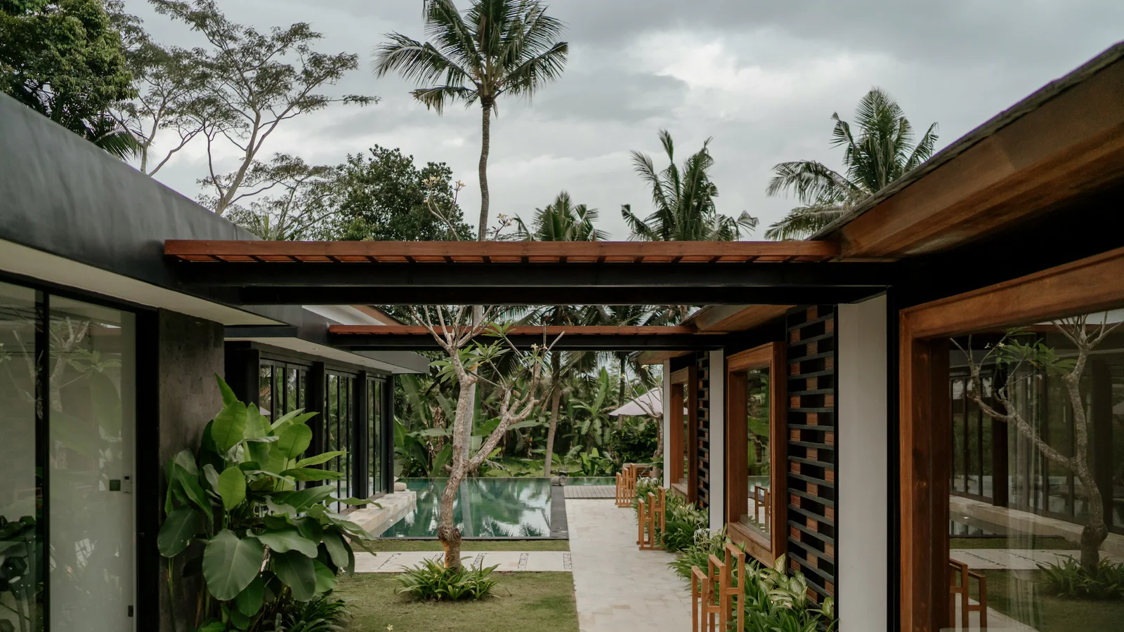 Private villa courtyard and pool in Ubud, Bali